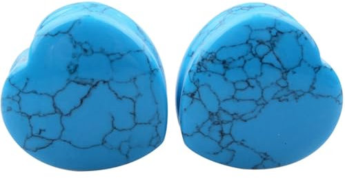 2Pcs Tunnel 16mm Set Stein, Ohrringe Tunnel Blau Blauer Herzstein Piercing Set