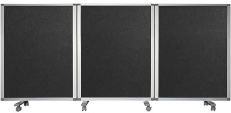 Floordirekt Präsentationswand Filz Stellwand Raumteiler auf Rollen Sichtschutz für Büro, Faltbare, Flexible, pinnbare Wand, Raumtrenner, Paravent mit Rollen - Länge 90-270cm x 120cm, Höhe