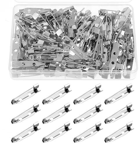 100 Stück Broschennadeln Safety Pin, Silber 25mm Sicherheitsnadel Metall Broschen Sicherheitsnadeln Brooch Pins for DIY Crafts Schmuck Handwerk Tone Safety Pins for Brooch Back Clasps