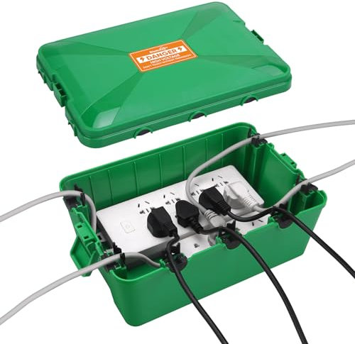 Outdoor Socket Box Waterproof, Blumway IP54 Weatherproof Electrical Junction Box Socket Covers Outdoor Storage Box Extension Cable Box for Outlet,Power Strip,Timer, Holiday Light Extended Line (Green)