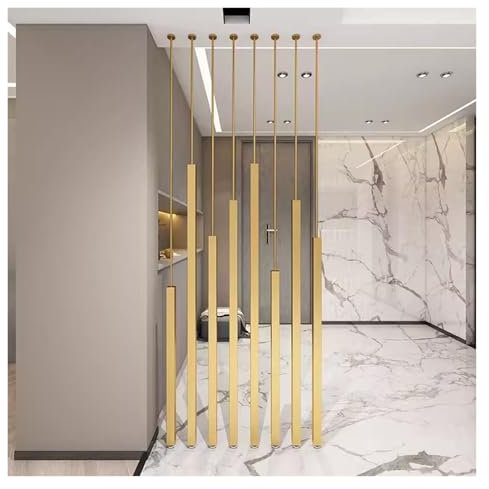 Raumteiler Paravent Trennwand 2ft/3ft/4ft/5ft/6ft/7ft/8ft Hoch Wandtrennwand Raumteiler Boden Bis Decke Holzlatten, Badezimmer Kindertagesstätte Atelier Wohnung Sichtschutzwand Säule/ Raumtrennung(Gol