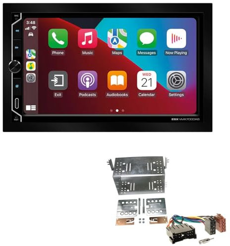 ESX VMX700DAB 2-DIN Autoradio kompatibel mit Wireless Apple CarPlay Android Auto Bluetooth DAB+ passend für Hyundai Tucson 2005-2010 schwarz