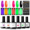 Modelones Vernis Semi Permanent,Vernis Gel UV Semi Permanent Halloween Vert Orange Rose Violet Blanc Noir 6 Couleur Vernis à Ongles Soak Off Gel Polish French Manucure