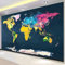 Bleu Papier Peint Panoramique Couleur de la carte du monde Décoration Mural 350 x 256 cm Poster Papier Peint Intissé ​Murales Salon Chambre á Coucherr Bureau Décor à La Maison