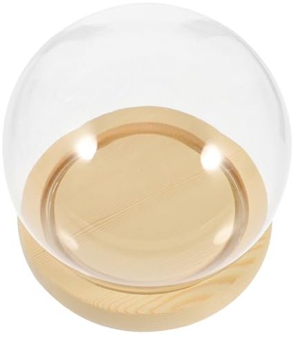 OFFSCH Glasglocke Mit Holzsockel Elegante Glaskuppel Für Dekoration Von Blumen Kerzen Sukkulenten Und Miniaturlandschaften Als Tischdeko Für Wohnzimmer Und Büro