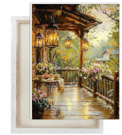 AIRDEA Paysage Peinture Numero Adulte, Paysage DIY Kit Activité Manuelle Peinture Acrylique, Peinture par Numero Adulte avec Pinceaux et Acryliques pour la Décoration Maison 30x40 cm (Encadrée)