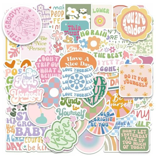 100 Pcs Pink Motivational Stickers Laptop Cute Sticker Self Adhesive Waterproof Vinyl Sticker for Girls Bookish Scrapbook Aesthetic Stickers for Water Bottles Book Laptop Guitar Skateboard Suitcase
