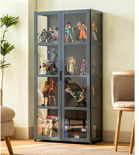 uofgcru Stehend Sammlervitrine, Vitrinenschrank Vitrine mit Acryltür, sammlervitrine wohnzimmerschrank, Glasvitrine, bücherregal glastüren,Acryl-Sammlungsvitrine, für Bücher, Wein, Büro(62×33×130cm)
