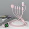 4-in-2 Travel Multi Charger Cable, 6FT/1.8M USB A/C Charging Cable with iWatch Charger+IP*2+Type C Port for Apple Watch Series 9/8/Ultra/7/6/5/SE/iPhone 16/15/14/13/12 Pro/Samsung/iPad, Pink
