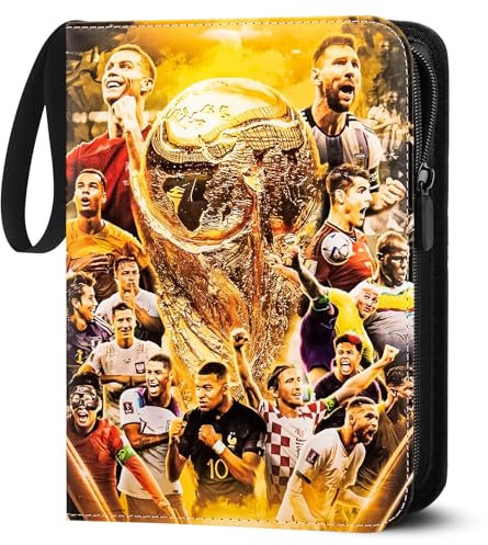 ZEBOGE Premium Zip Sammelalbum Fußball Karten,Fussball Karten Sammelalbum Passt für 400 Karten mit 50 Abnehmbaren Hüllen, Sammelkarten Album für Fussball zum Sammeln und Tauschen