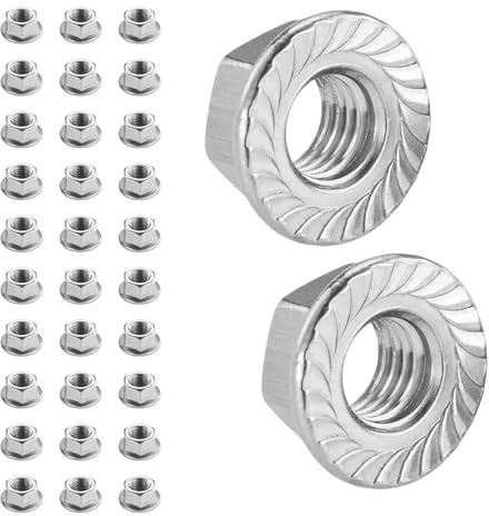 Flewdart 30pz dado flangiato M6, Dadi Flangiati 304 acciaio inox, dado esagonale per viti ø 5mm Din 6923 / Iso 4161, M5/M6/M8/M10/M12/M14