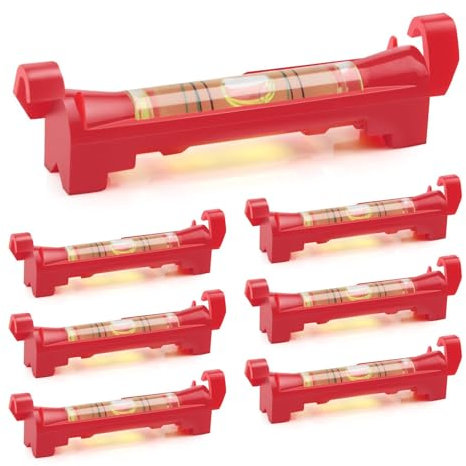 7PCS Mini String Line Level: 75×12mm Hanging Bubble String Line Spirit Level – Ideal for Bricklaying, Metalworking, Tiling, and Construction (Red)