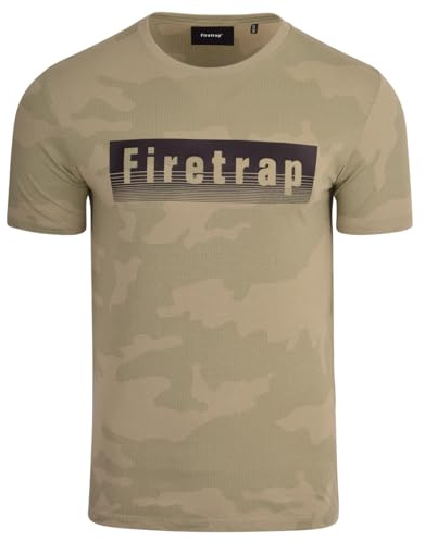 Firetrap Men's Designer Signature Logo Print Short Sleeved Shirt Top
