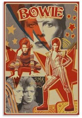 YEWURQW David Bowie-Poster, Wandkunst, Leinwand, Vintage-ästhetisches Poster, dekoratives Gemälde für Wohnzimmer, Schlafzimmer, 30 x 45 cm, ungerahmter Stil