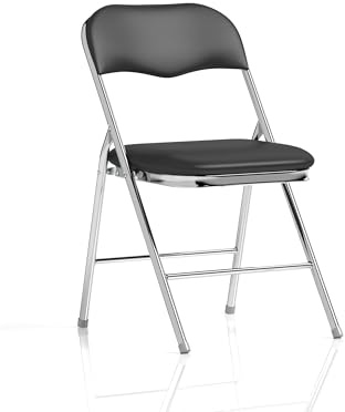 Dynamic Sicily Black PU Chrome Frame Folding Chair (MOQ of 4 - Priced Individually)