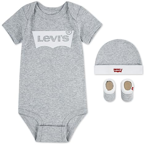 Levi's Kids Ensemble de 3 bottines et bonnets classiques en forme de chauve-souris pour bébés et garçons