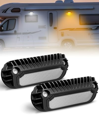 CEMOFE 12V LED Lampen Wohnmobil 12V Außenleuchte Wohnwagen LED Wohnmobil Außenbeleuchtung 6500K Weißes und 3000K Warmes Gelbes 800LM IP68 für Camper Reisemobil Caravan Boat 2 Stück