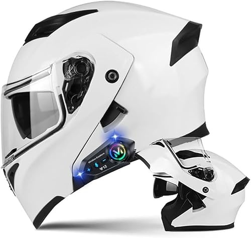 Caimcie Modularer Bluetooth-Motorradhelm mit integriertem Visier, hochklappbarem Doppelvisier, ECE/DOT-geprüft, Renn- und Mopedhelm für Erwachsene (Männer und Frauen) L,XXL=62-63cm