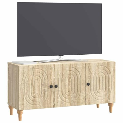 vidaXL TV-Schränk Sonoma-Eiche 99 x 34,5 x 50 cm Holzwerkstoff, Moderner TV-Ständer, geräumiger Wohnzimmerschrank, praktische Medienkonsole, viel Stauraum