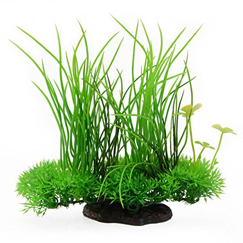 Saim Aquarium Plants Plastic Artificial Aquarium Long Leaf Plant Decor Fish Tank Ornament Green Yellow 7.9 Height 1 Pcs