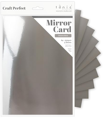 Craft Perfect High Gloss Mirror Card A4, Chrome Silver