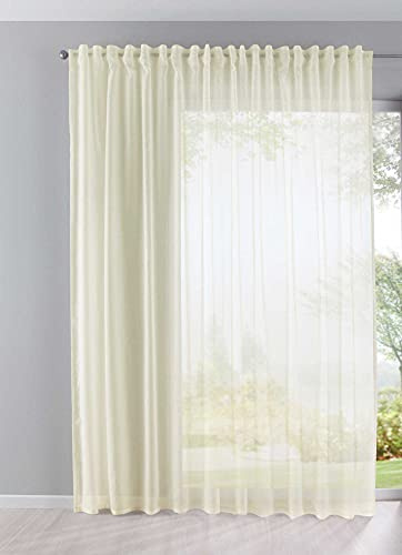 Gardine Store Batist Cotton Look transparent verdeckte Schlaufen Universalband 245x140 Creme, 61500