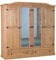 Dynamic24 4-türiger Kleiderschrank New Mexico Kiefer massiv Natur mit Spiegel 2 Schubladen Spiegelschrank Mexiko Schlafzimmer Garderobenschrank Schrank Möbel
