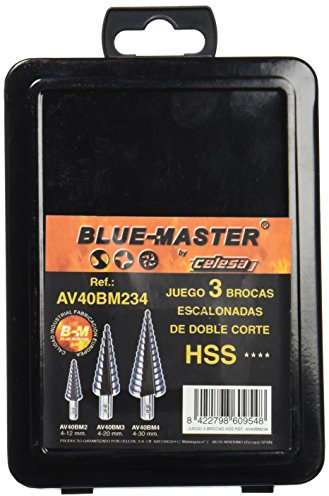 Blue-Master AV40BM234 Estuche 3 Brocas Escalonadas, 4-12/4-20/4-30