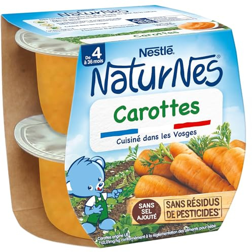 NaturNes - Purée Carottes pour Bébé 4 Mois Bol 2 x 130g | NaturNes - Purée Carottes pour Bébé 4 Mois Bol 2 x 130g