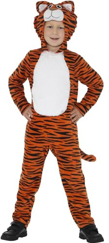 SMIFFYS Costume Tigre, arancione e nero, tuta con cappuccio e coda Halloween