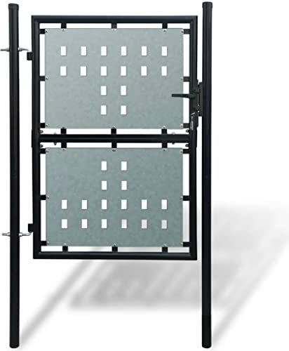vidaXL Portillon Clôture de Jardin Noir Acier 100x200 cm Portail Porte Jardin