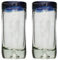 Tumia LAC Vaso de Chupito/Tequila Artesanal – Vidrio Reciclado – Borde azul – Juego de 2