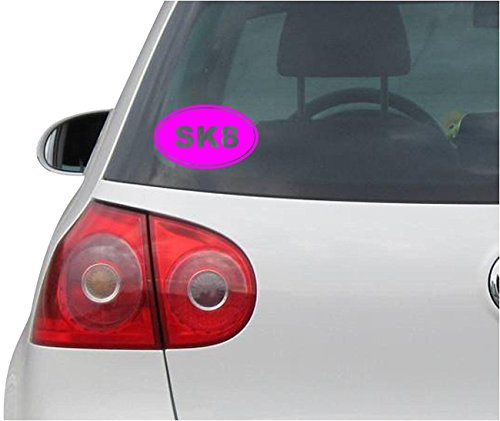INDIGOS UG Auto Aufkleber SK8 Skater Euro OVAL - pink - 136mmx86mm - Autoaufkleber - Tuning - Sticker - Heckscheibe - Fahrrad - Motorrad - UV beständig