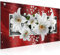 Runa Art Wandbild Blumen Lilien 1 Teilig 100 x 40 cm Modern Bild auf Vlies Leinwand Abstrakt Wohnzimmer Rot Grau 204712b