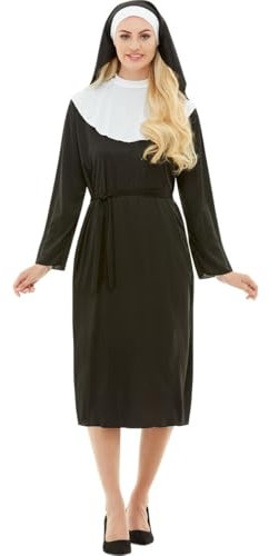 Funidelia Déguisement de Nonne pour Femme avec tunique et coiffe, Tenue de Religieuse pour Adulte, Déguisements pour Carnaval, Halloween & EVJF/EVG – Taille M