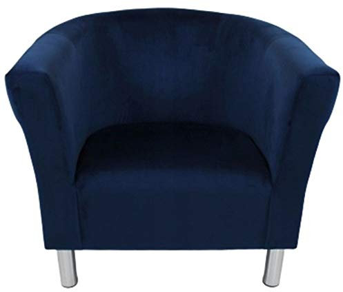 Poltrona Club Trio, poltrona imbottita, pouf, sgabello, poltrona da cocktail, tessuto di velluto, peluche, poltrona lounge, ufficio, camera da letto, sala d'attesa (blu marino)