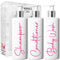 Print Maniacs White Mrs Hinch Inspired Personalised 500ml Pump Bottles Bathroom Lotion Kitchen Set Shampoo Conditioner ( 3 Set, F2 ) (Pink)