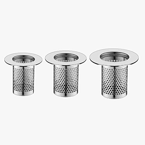 CNSZNAT 3-Pack Hair Catcher Shower Drain Strainer, Floor Drain Strainer, Stainless Steel Sink Strainer for Bathroom Washbasin Bathtub Drain, Fit Hole Size from 1.25 to 2.17