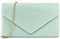 fi9 Pochette da donna in pelle scamosciata, tinta unita, da sposa, ballo di fine anno, matrimonio, festa,, Menta, medium