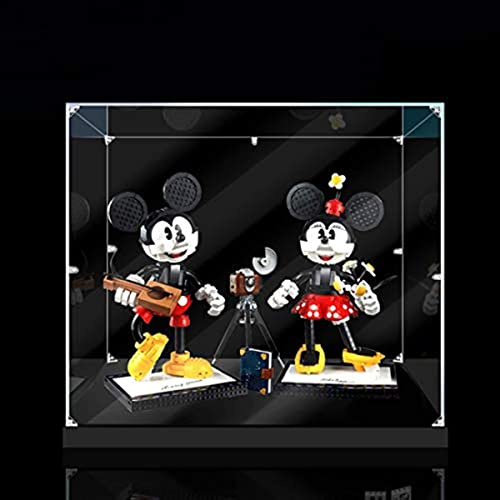 Tirff Acryl Staubdicht Vitrine Kompatibel Mit LEGO 43179 Micky Maus und Minnie Maus, Schaukasten Staubdicht Vitrine Display Case für LEGO 43179 (Ohne Modell Kit) (Stil 01)