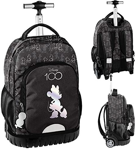 PASO BeUniq Wheelie Bag Backpack Black Mickey and Minnie Mouse Disney, black