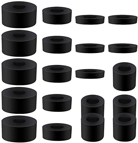 Lot de 20 entretoises en caoutchouc (M10) - En nylon noir - Rondelles en caoutchouc pour amortissement des amortisseurs de bricolage - 5 pièces par taille (30 x 15 mm, 20 x 16 mm, 25 x 10 mm, 25 x 5