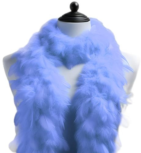 Federboa Feder-Schal, ca. 180 cm Länge Hergestellt aus echten gefärbten Federn - Perfektes Kostüm-Accessoire, Charleston, 20er Jahre, Flapper, Karneval, Mottoparty, Basteln, Deko (Hellblau)