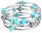 FULU AUTUMN Damen Boho Armband mit Mehrschichtiges Perlen Silber Wickelarmband Modeschmuck Geschenke zum Geburtstag und Muttertag für Frauen(19-Turquoise)