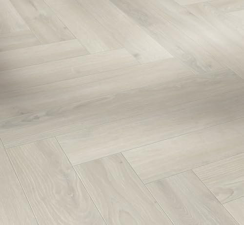 Parador Dekorboden Laminat Trendtime 3 Eiche Skyline weiß Naturmattstruktur Fischgrät 4-V-Fuge