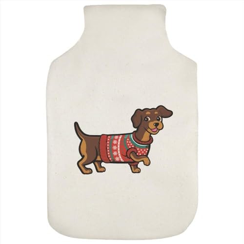 'Sausage Dog in Christmas Jumper' Hot Water Bottle Cover (HW00031386)