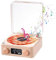 The Waves Vinyl Record Player, Retro Turntable Speake with 4 Sounds of Nature and RGB Light, Bluetooth Vinyl Record Player Waves, Support TF Card (Pink)