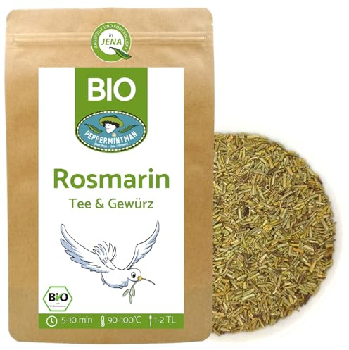 PEPPERMINTMAN - Bio Rosmarin - geschnitten - Tee & Gewürz - Für Marinaden, Kartoffeln und Grillen - Aus kontrolliert biologischem Anbau - Abgefüllt in Thüringen (250g)