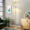GyroVu Lampadaire sur Pied Crystal - Lampadaire Moderne avec Interrupteur au Pied, Lampadaire Grand avec Double Abat-Jour pour Salon, Chambre, Bureau (Ampoule Incluse) - Lampadaire Doré
