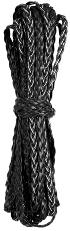 Rebower Flat Braided Leather Cord 5mm Braided Cording 5m Black Leather Craft Strip for Jewelry Making, Necklaces, Bracelets, Belt, 16.4ft